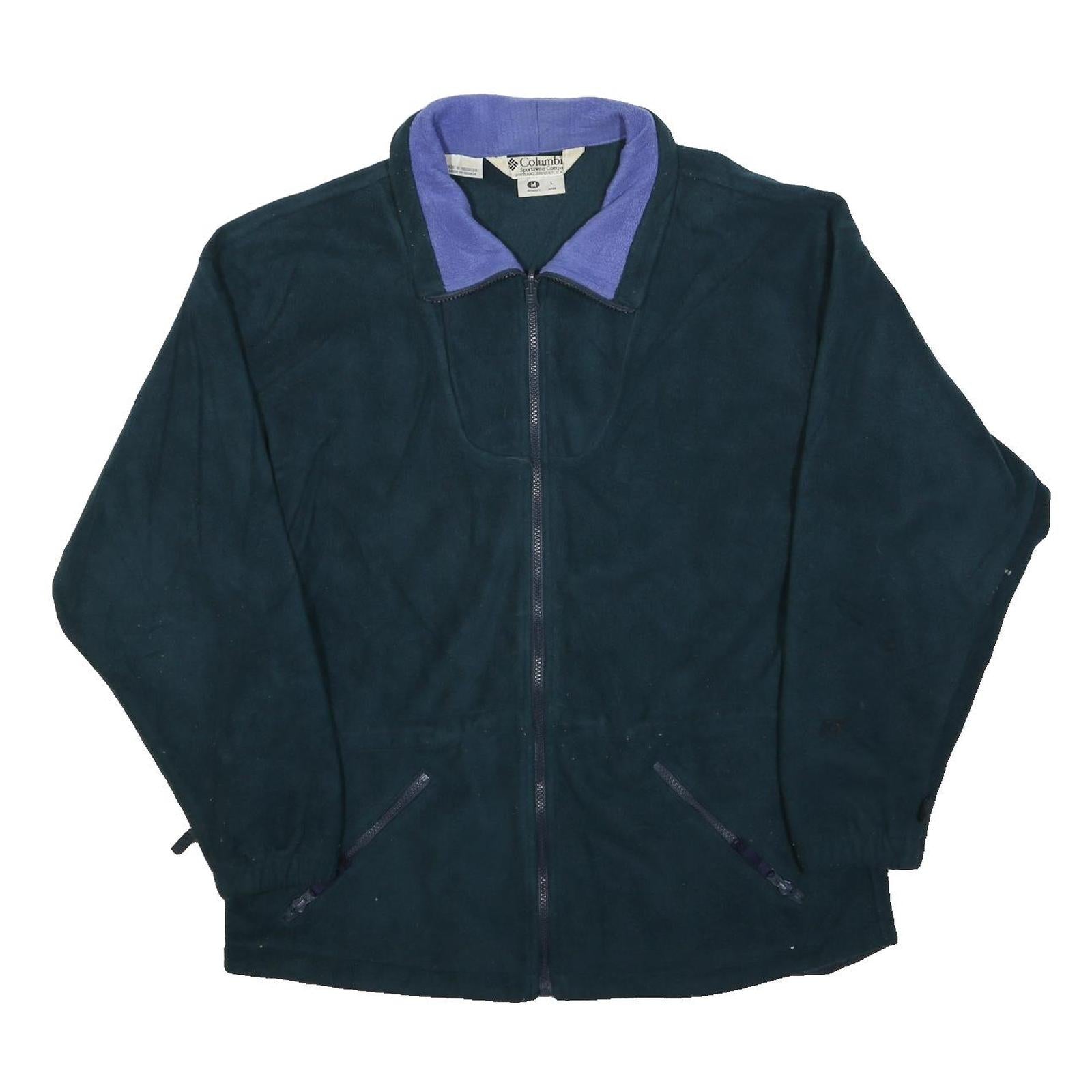 COLUMBIA Womens Blue & Purple Fleece Jacket M Polyester Zip Outdoor Casual