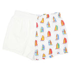 PARAH Mens Shorts White & Multicolour Sailing Boat Casual L W30 Summer