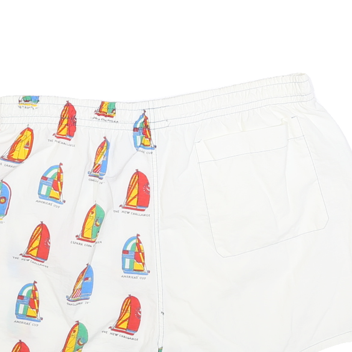 PARAH Mens Shorts White & Multicolour Sailing Boat Casual L W30 Summer