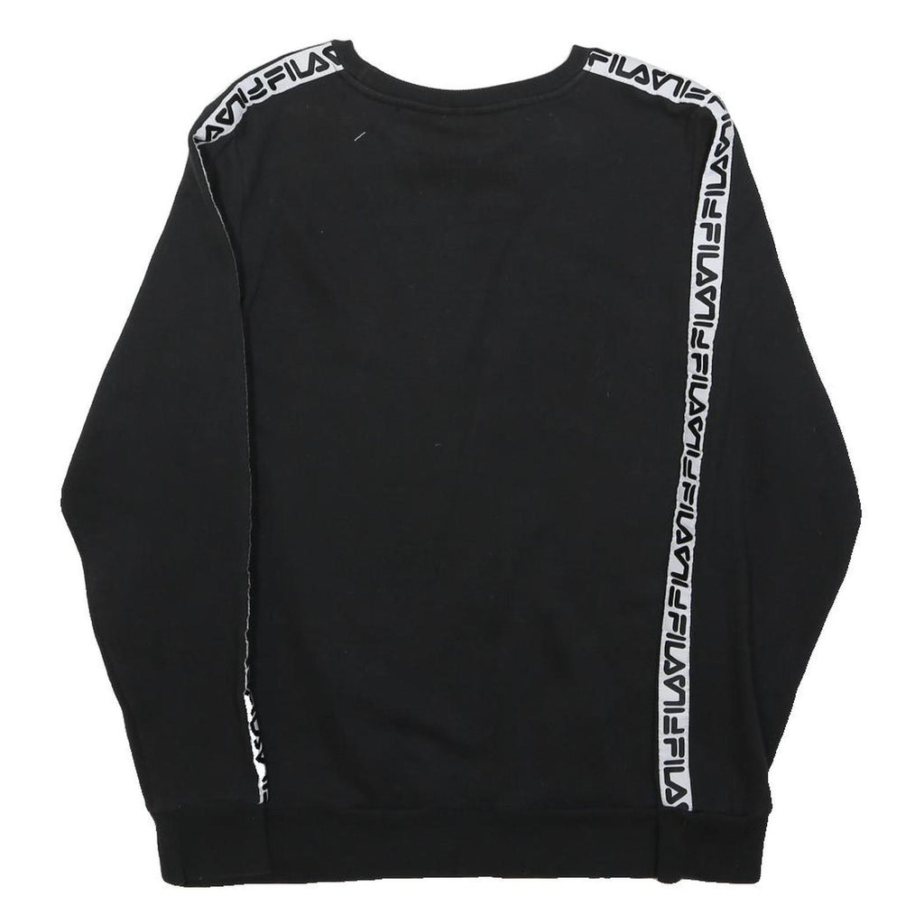 FILA Boys Black Sweatshirt XL Crew Neck Cotton Blend Logo Tape