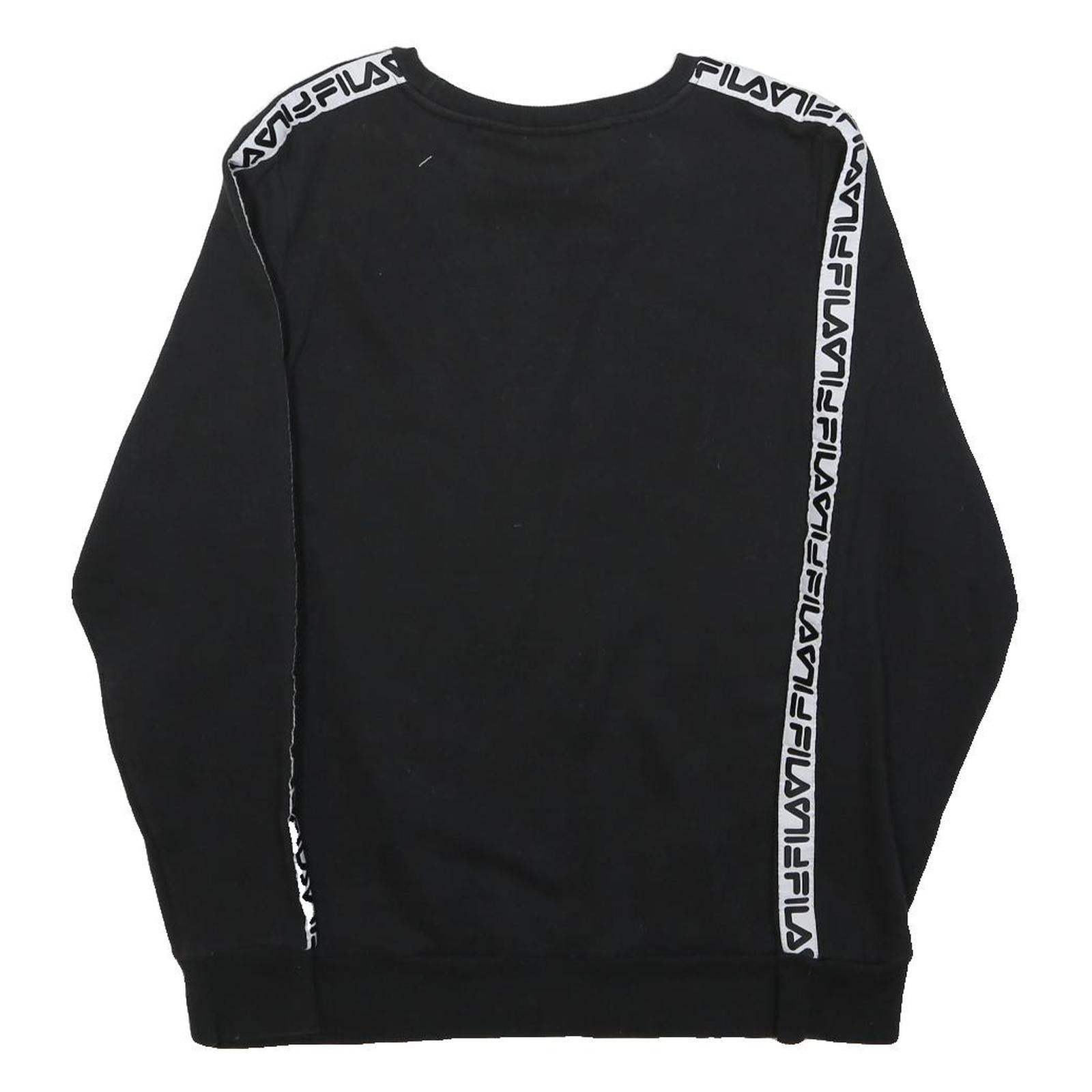FILA Boys Black Sweatshirt XL Crew Neck Cotton Blend Logo Tape
