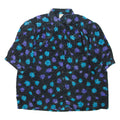 Womens Printed Shirt Black Collared Floral XL