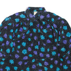 Womens Printed Shirt Black Collared Floral XL