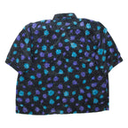 Womens Printed Shirt Black Collared Floral XL