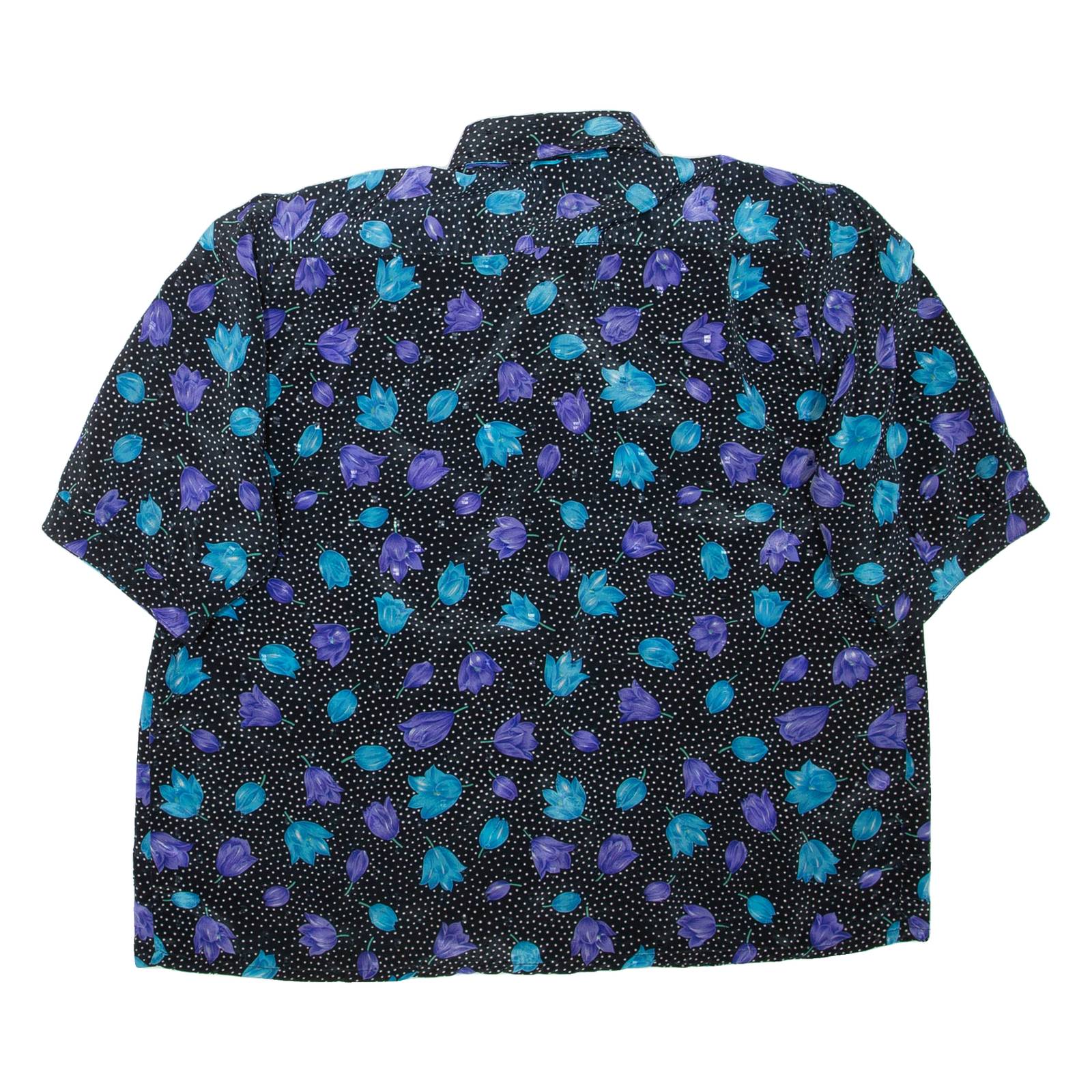 Womens Printed Shirt Black Collared Floral XL