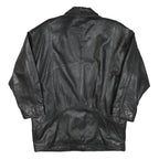 Womens Black Leather Button Jacket XL Woven Classic Oversized Stylish