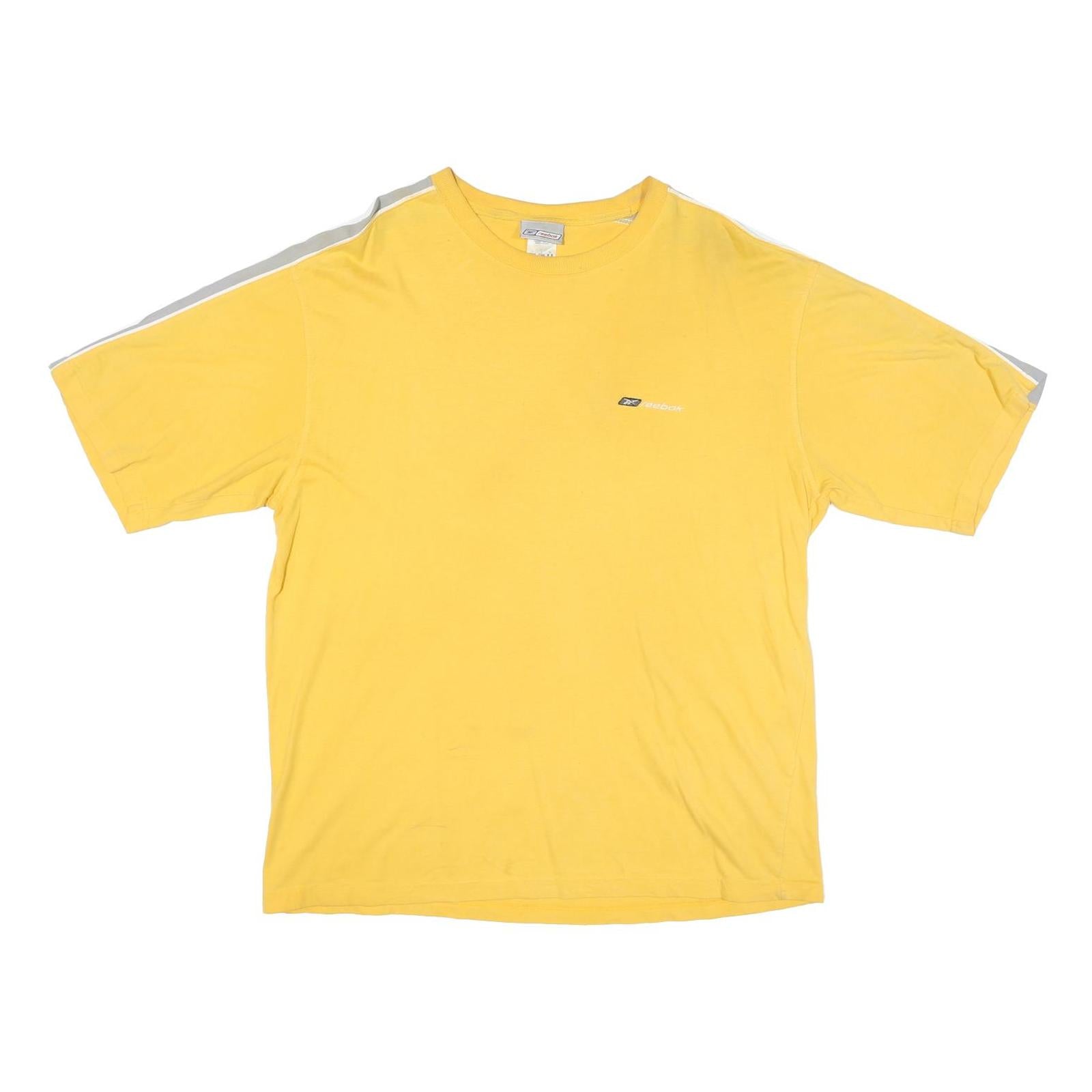 REEBOK Mens Yellow & Grey Classic T-Shirt L Short Sleeve Crew Neck Sports Casual