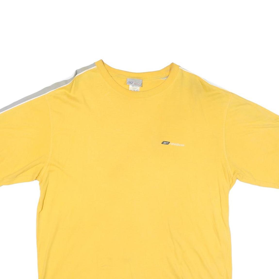 REEBOK Mens Yellow & Grey Classic T-Shirt L Short Sleeve Crew Neck Sports Casual