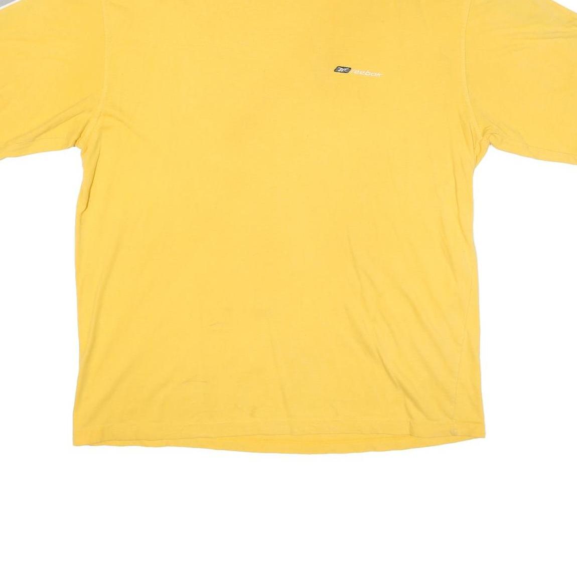 REEBOK Mens Yellow & Grey Classic T-Shirt L Short Sleeve Crew Neck Sports Casual