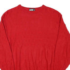 FEELING Womens Red Plain Jumper Crew Neck Basic Knit XS Wool Blend Winter Layer