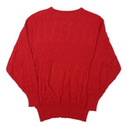 FEELING Womens Red Plain Jumper Crew Neck Basic Knit XS Wool Blend Winter Layer