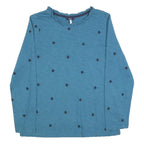 JOULES Womens Blue Printed Long Sleeve Round Neck UK 12 Cotton Blend Top