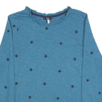 JOULES Womens Blue Printed Long Sleeve Round Neck UK 12 Cotton Blend Top