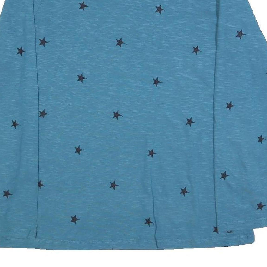 JOULES Womens Blue Printed Long Sleeve Round Neck UK 12 Cotton Blend Top