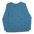 JOULES Womens Blue Printed Long Sleeve Round Neck UK 12 Cotton Blend Top
