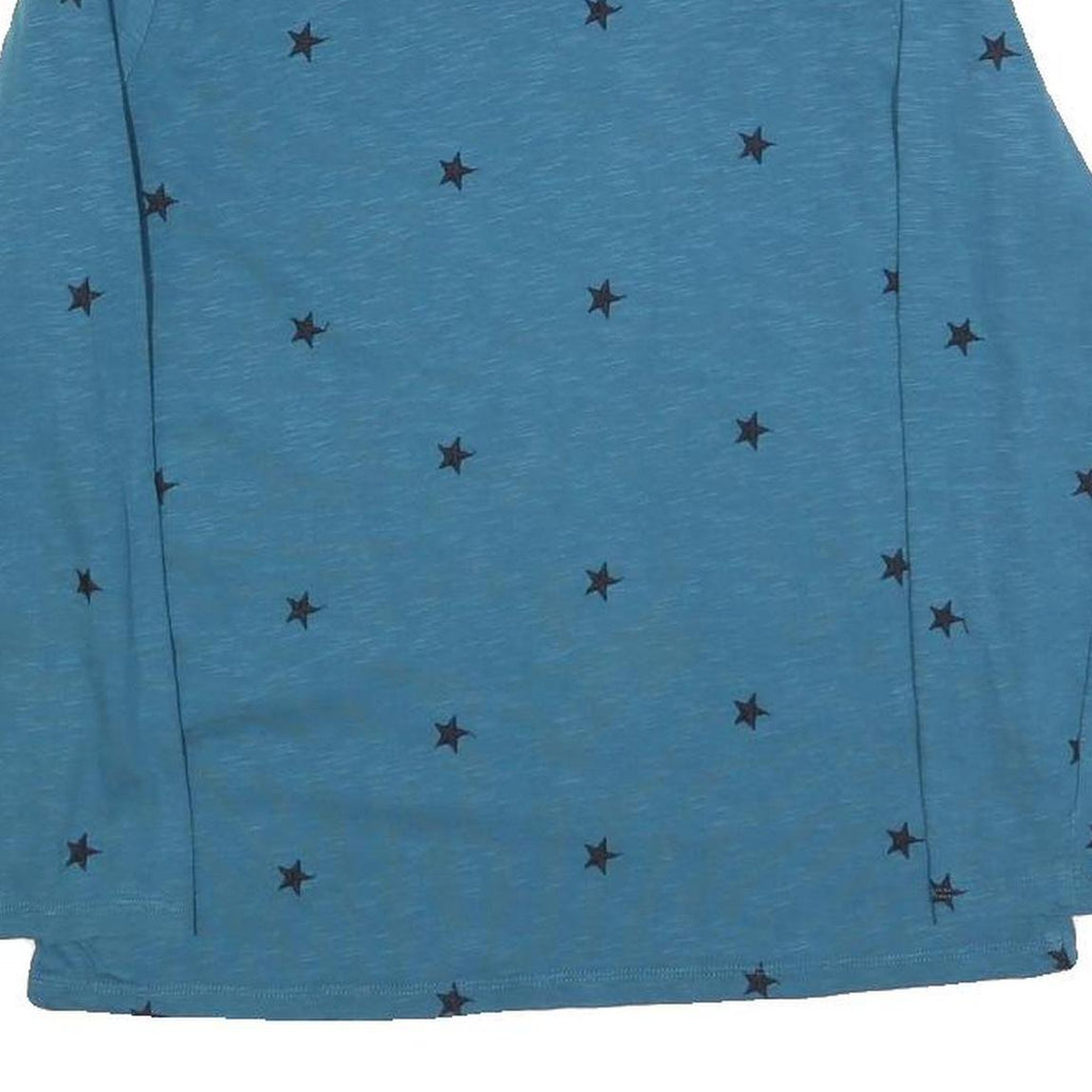 JOULES Womens Blue Printed Long Sleeve Round Neck UK 12 Cotton Blend Top