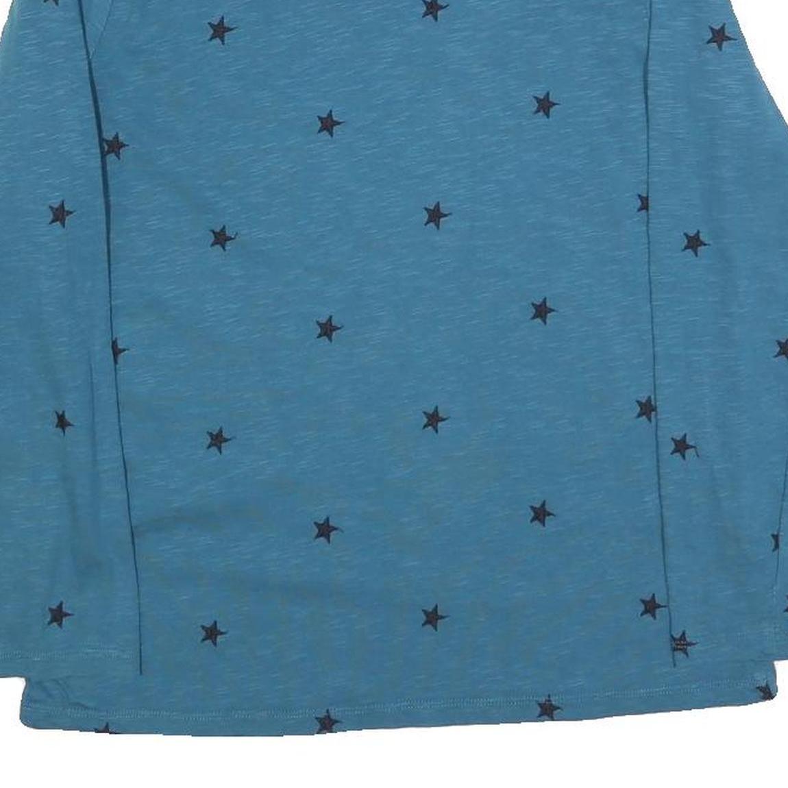 JOULES Womens Blue Printed Long Sleeve Round Neck UK 12 Cotton Blend Top