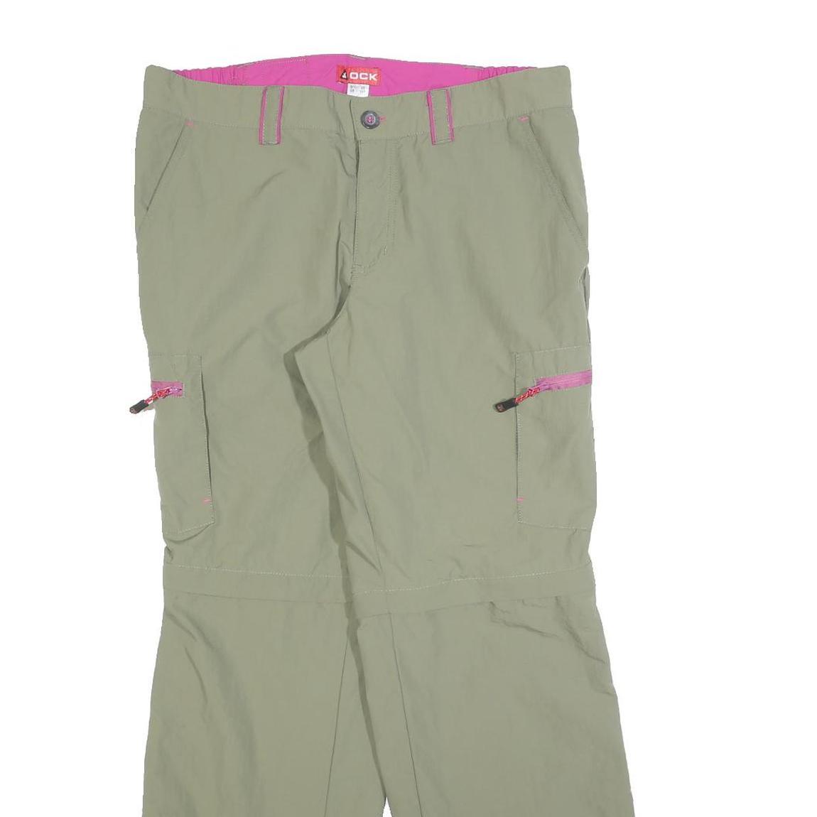 OCK Womens Beige Polyester Blend Regular Straight Trousers W34 L30 Outdoor Zip
