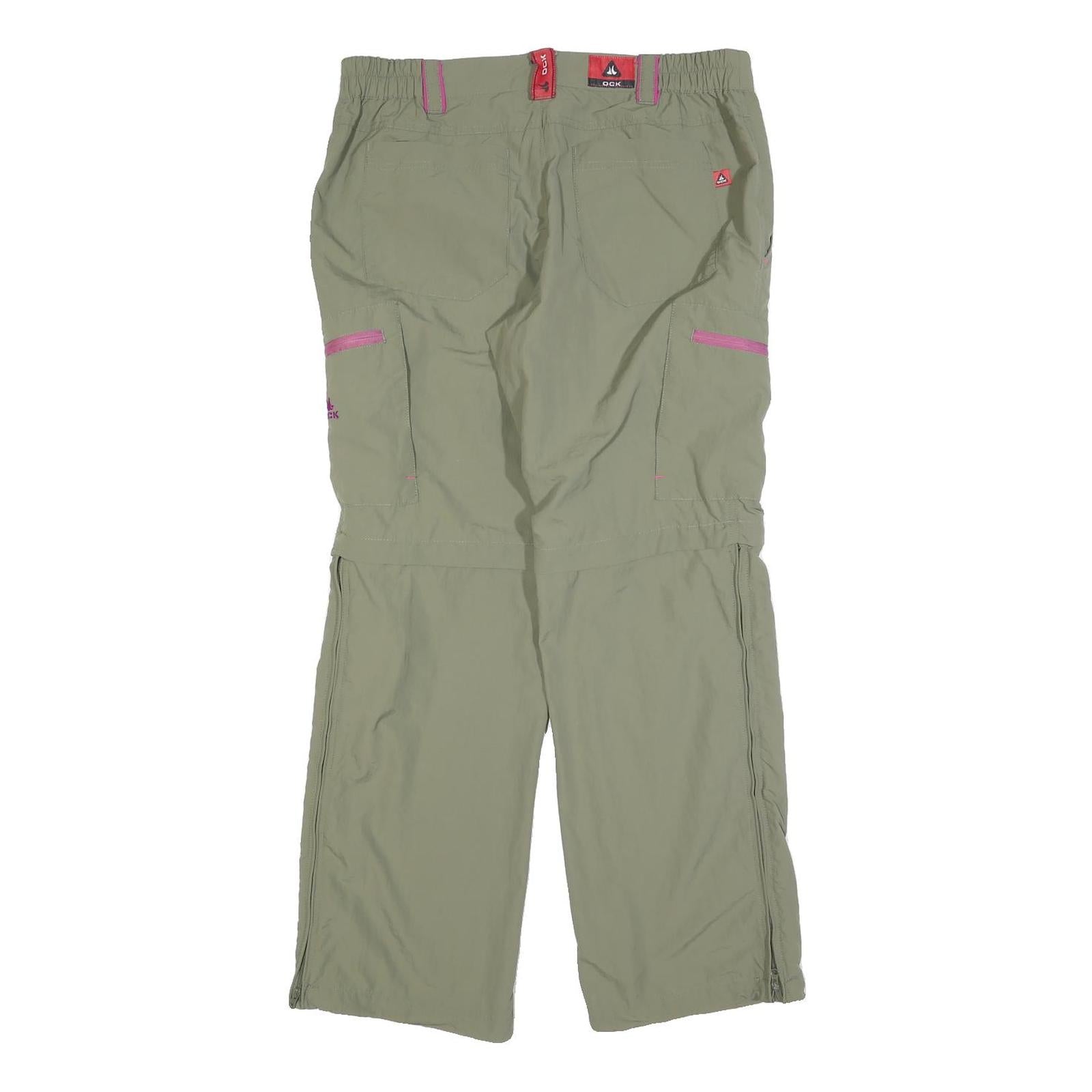 OCK Womens Beige Polyester Blend Regular Straight Trousers W34 L30 Outdoor Zip