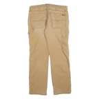 DICKIES Mens Beige Regular Fit Straight Leg Trousers W34 L32 Cotton Blend Zip