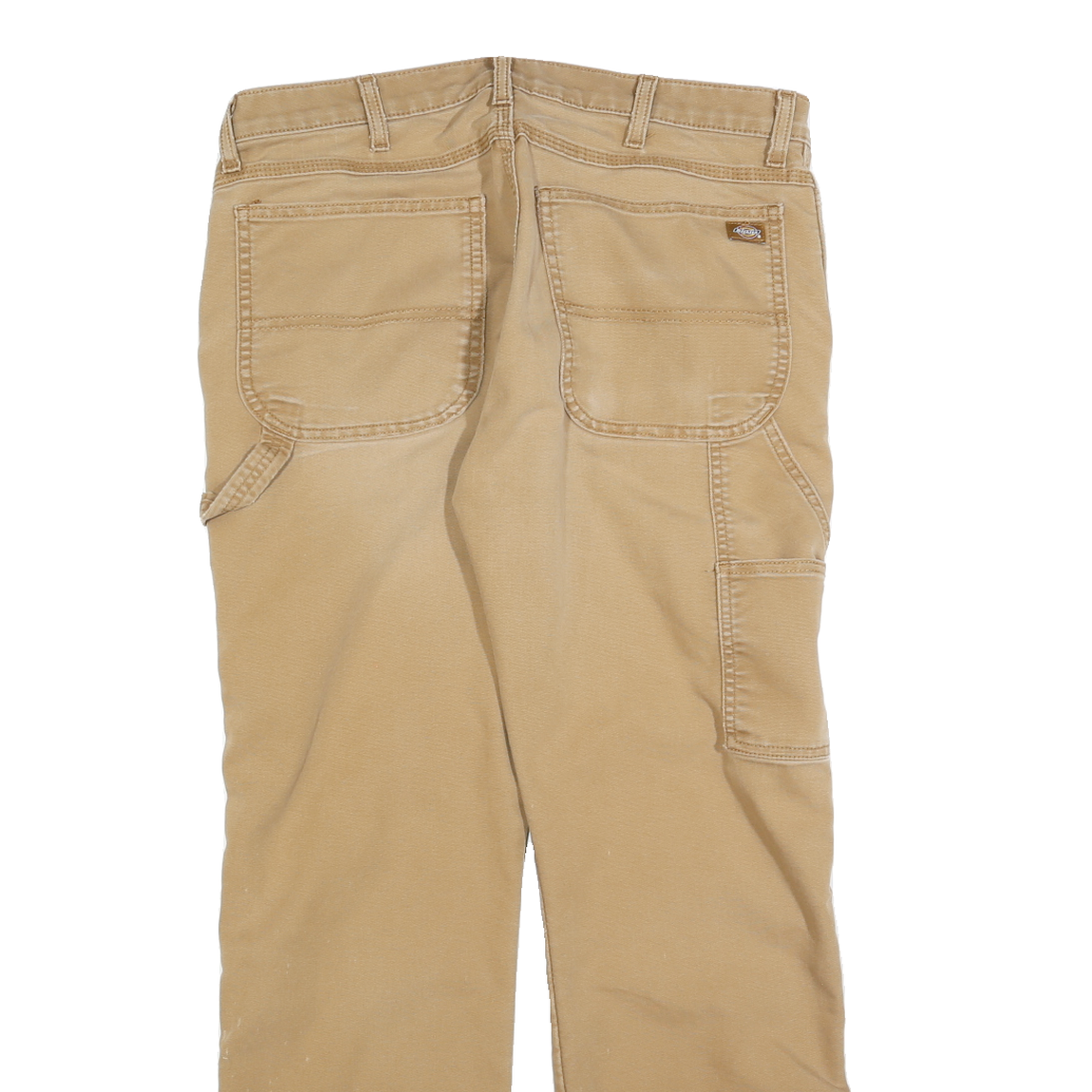 DICKIES Mens Beige Regular Fit Straight Leg Trousers W34 L32 Cotton Blend Zip