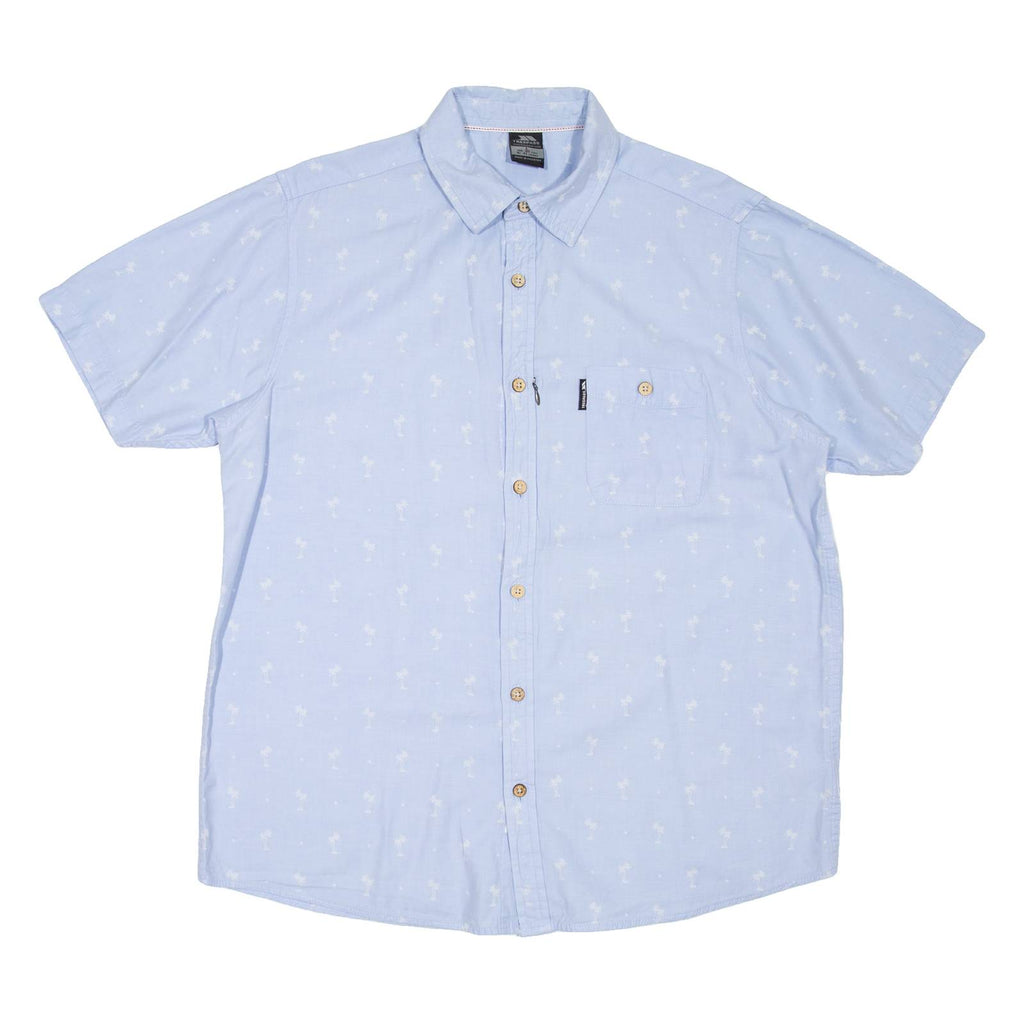 TRESPASS Mens Hawaiian Shirt Blue Long Sleeve L
