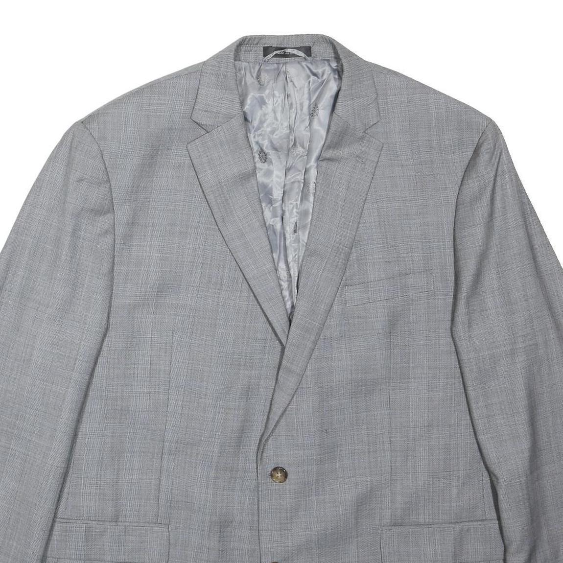 LAUREN RALPH LAUREN Womens Grey Wool Blend Jacket UK 20 Button Plain Classic Fit