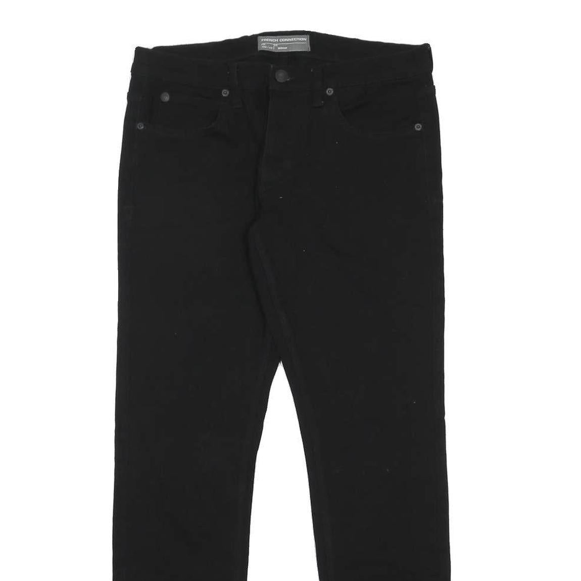 FRENCH CONNECTION Mens Slim Black Jeans Denim W30 L32 Stylish Zip Closure