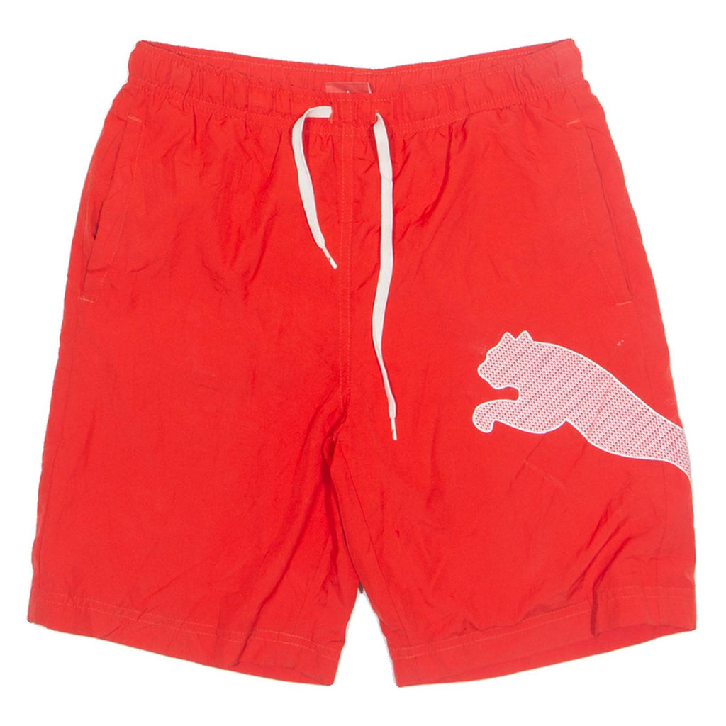 PUMA Mesh Lined Mens Swimming Shorts Red Relaxed M W28