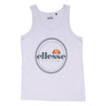 ELLESSE Mens White Cotton Blend Vest S Crew Neck Sleeveless Logo Print Casual