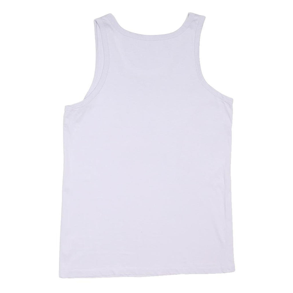 ELLESSE Mens White Cotton Blend Vest S Crew Neck Sleeveless Logo Print Casual