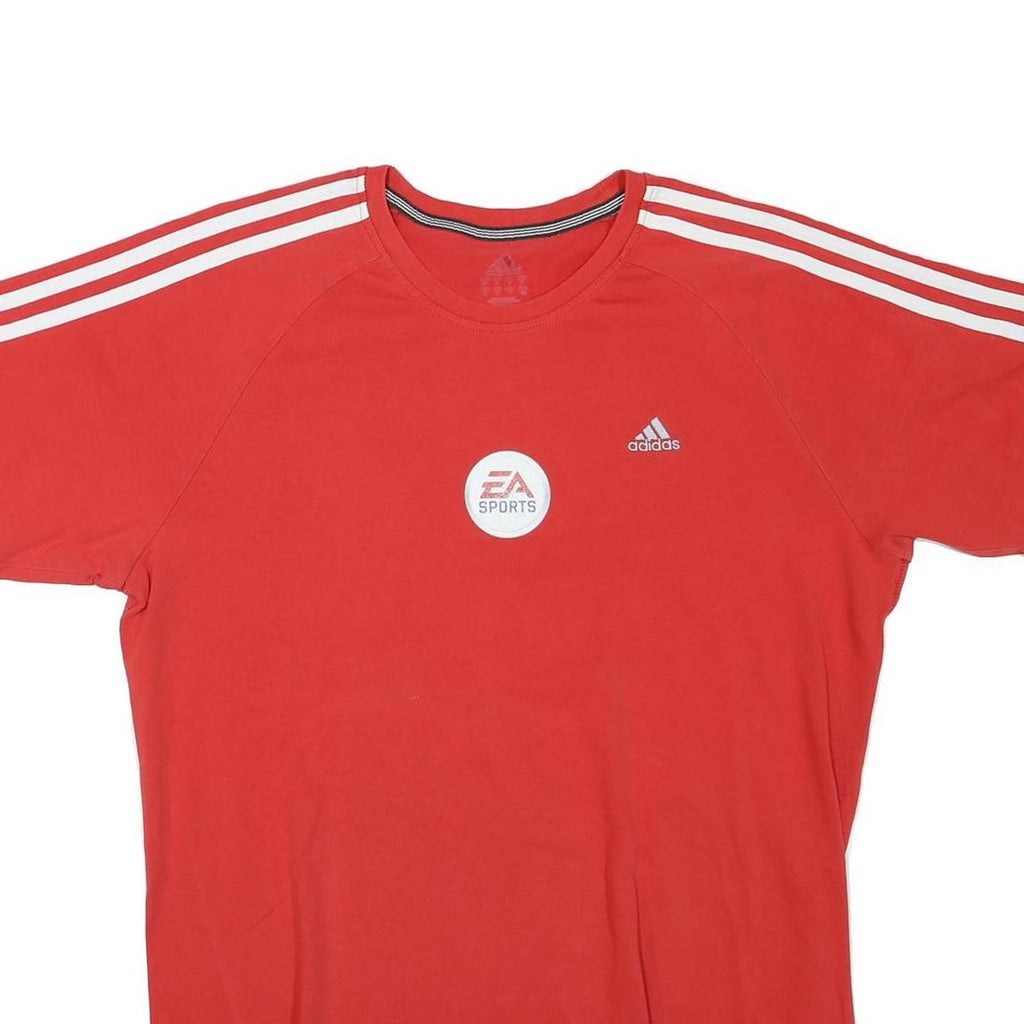 ADIDAS Mens Red & White Graphic T-Shirt L Short Sleeve Crew Neck Athletic