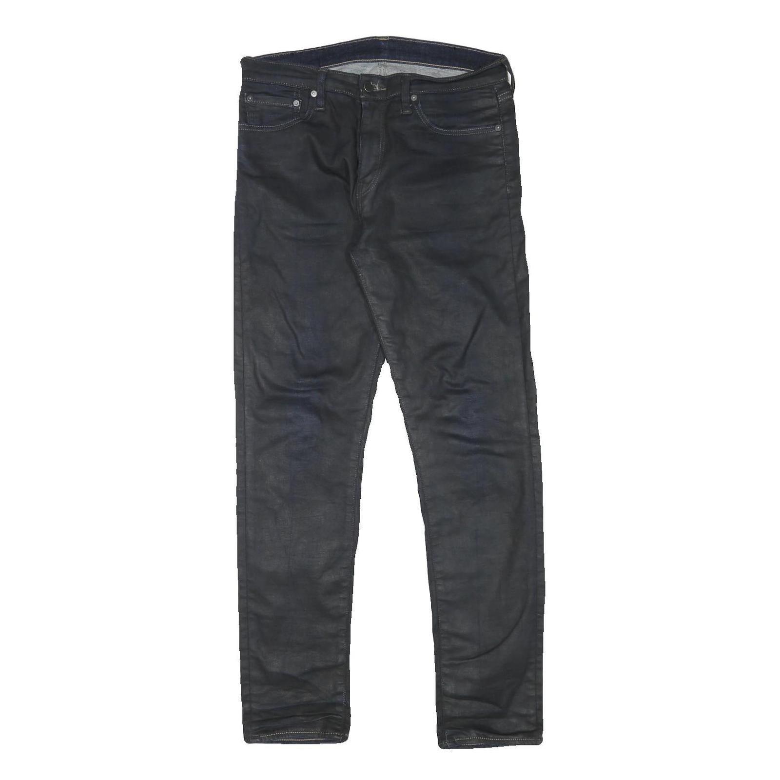 LEVI'S Mens Jeans Black Regular Skinny Denim Dark W32 L31 Zip Cotton Blend