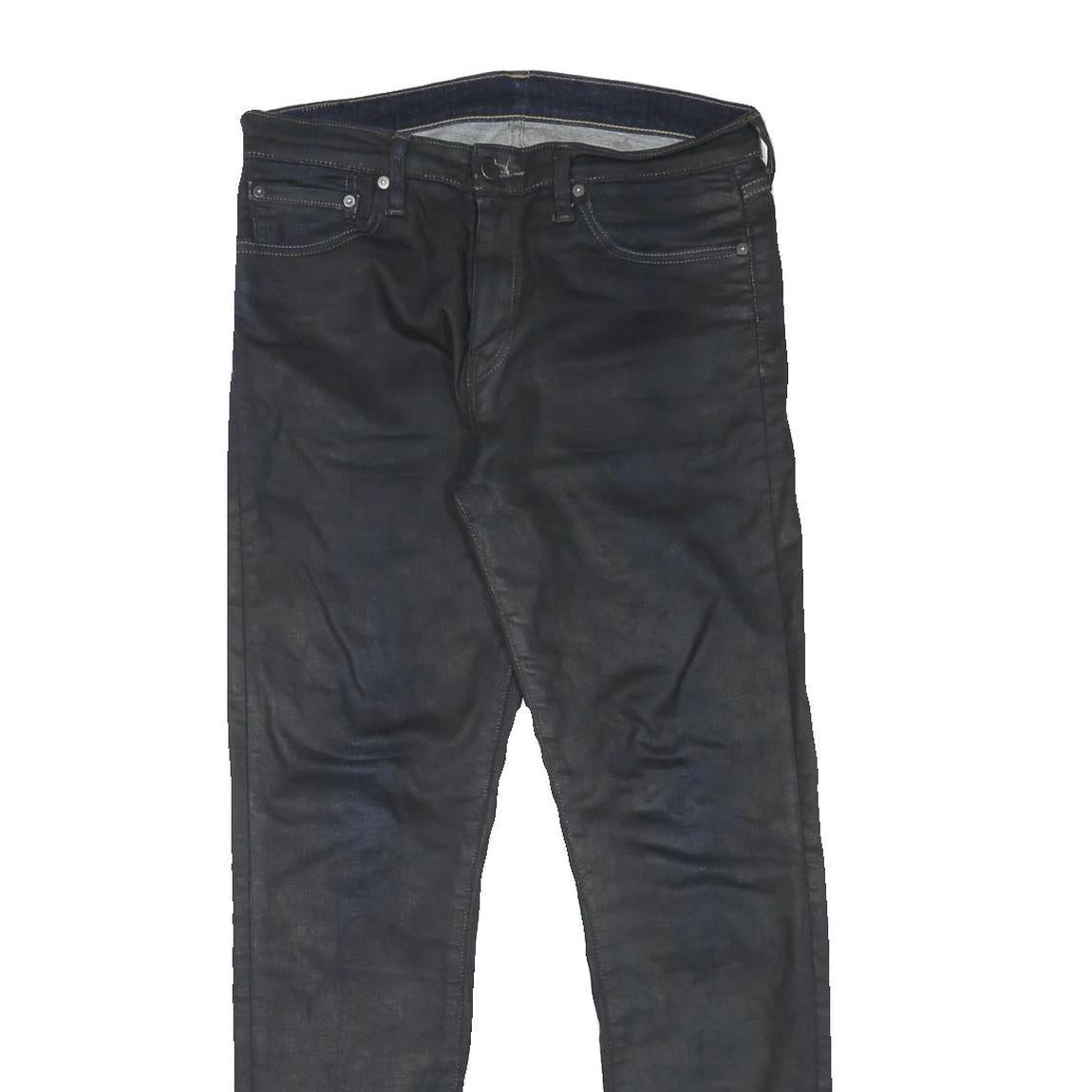 LEVI'S Mens Jeans Black Regular Skinny Denim Dark W32 L31 Zip Cotton Blend