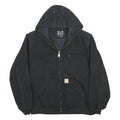 CARHARTT Mens Black Hooded Canvas Cotton Workwear Jacket M Zip Loose Fit