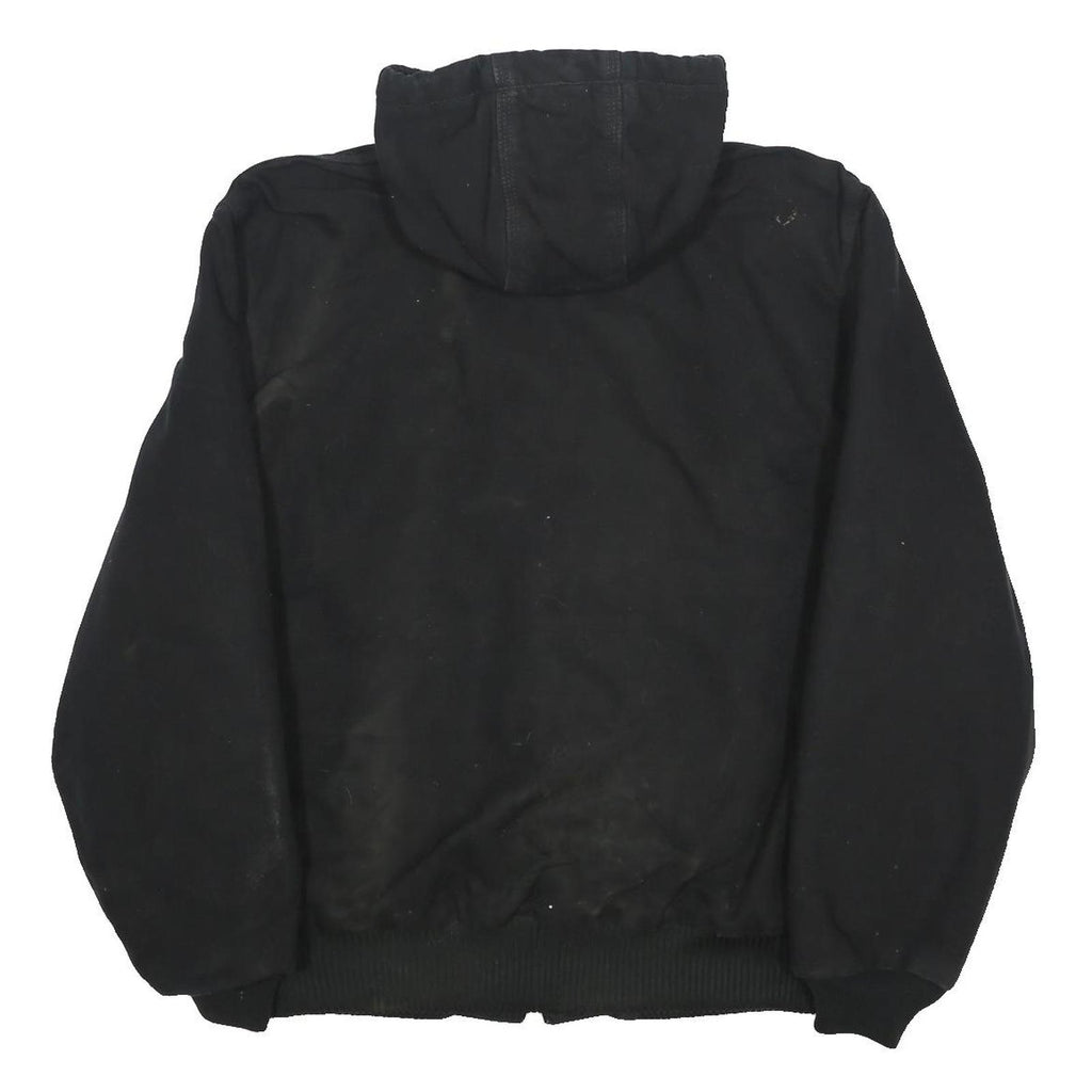 CARHARTT Mens Black Hooded Canvas Cotton Workwear Jacket M Zip Loose Fit
