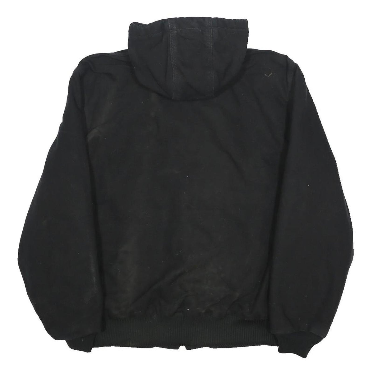 CARHARTT Mens Black Hooded Canvas Cotton Workwear Jacket M Zip Loose Fit