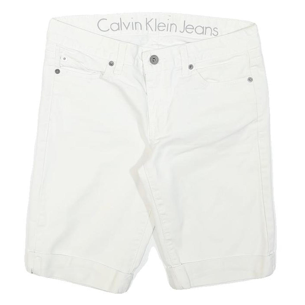 CALVIN KLEIN JEANS Mens White Casual Cotton Blend Regular Fit M W30 Shorts