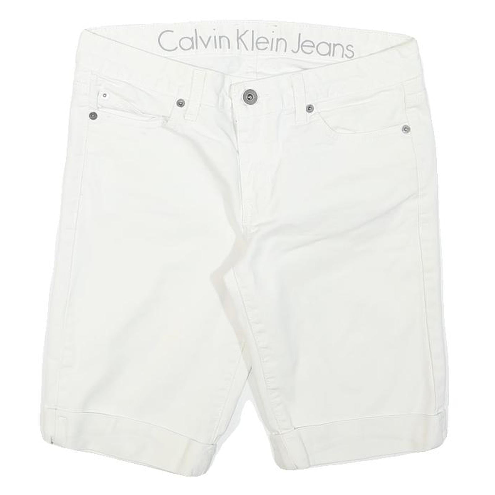 CALVIN KLEIN JEANS Mens White Casual Cotton Blend Regular Fit M W30 Shorts