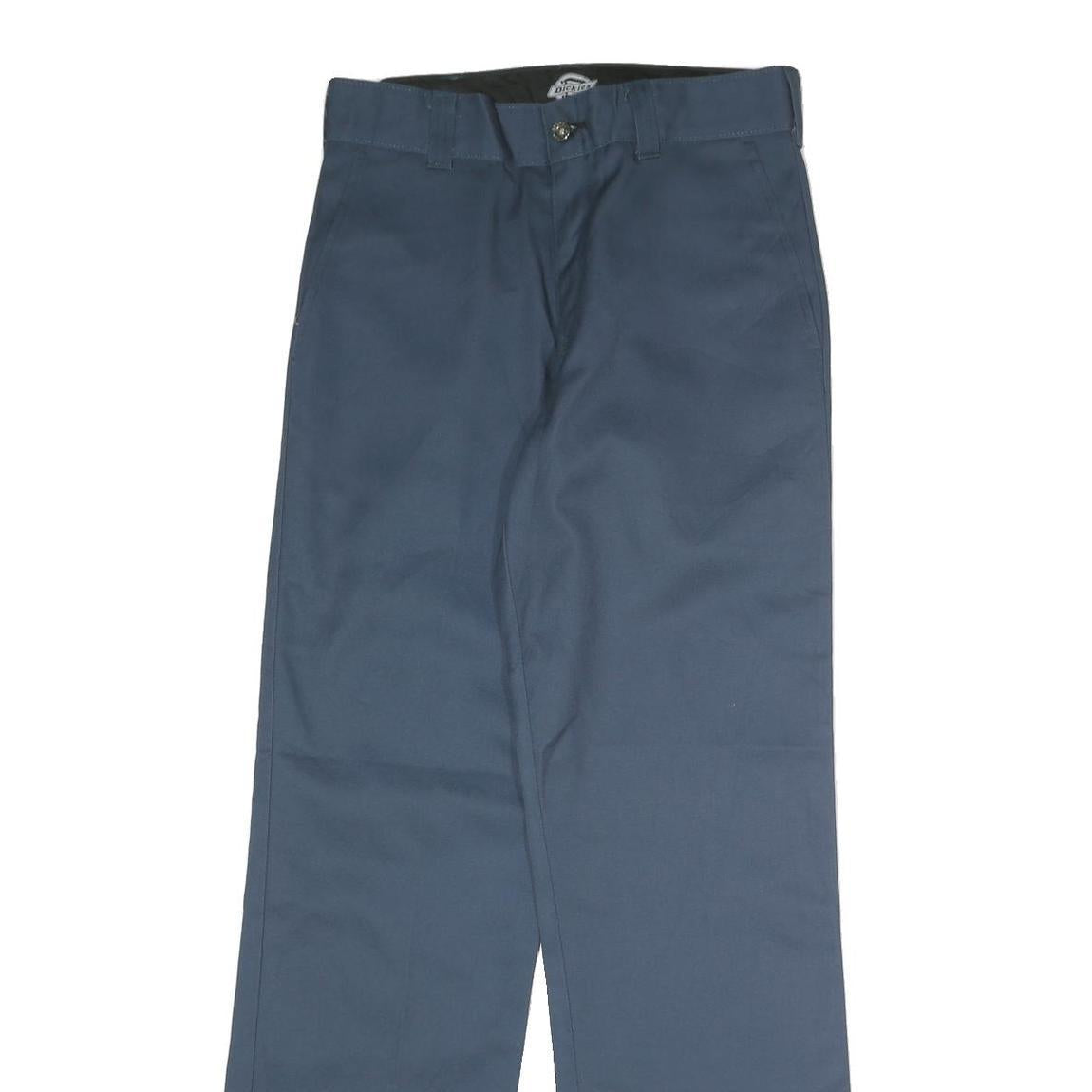 DICKIES Mens Polyester Blend Navy Regular Straight Trousers W30 L32 Workwear Zip