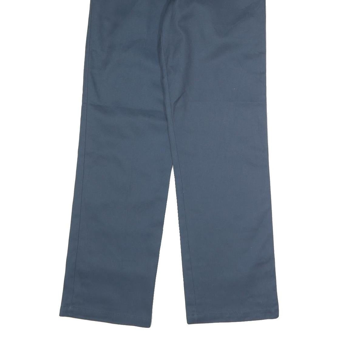 DICKIES Mens Polyester Blend Navy Regular Straight Trousers W30 L32 Workwear Zip