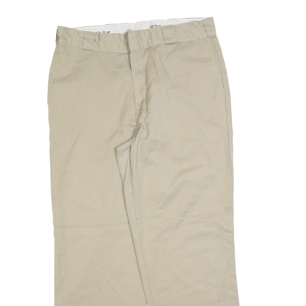 DICKIES Mens Regular Fit Beige Cotton Blend Trousers W36 L32 Classic Workwear