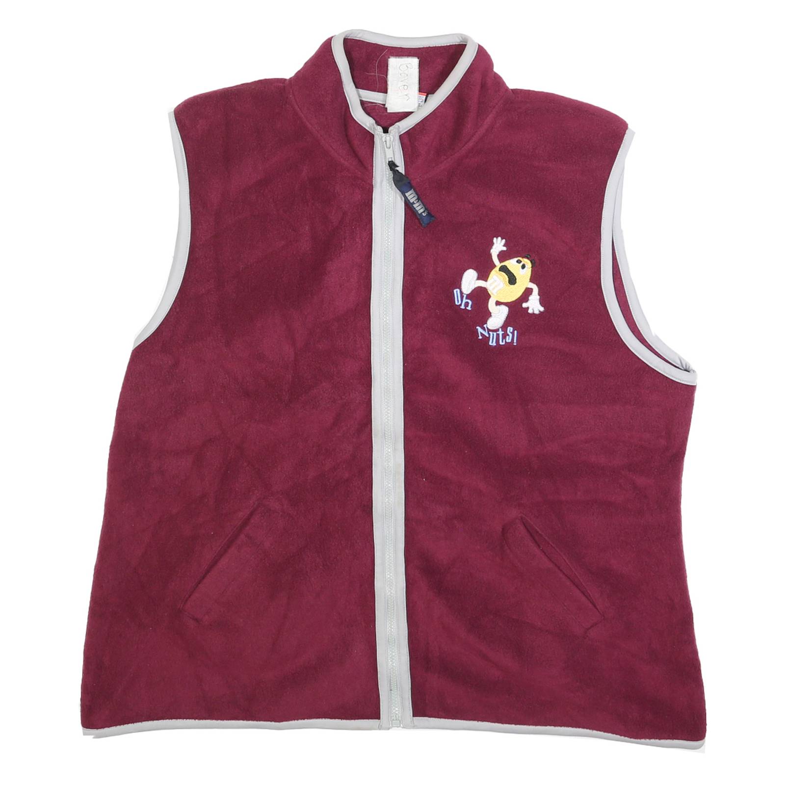 M&M'S Womens Maroon & Grey Patterned Sleeveless Zip Up Jumper XL Oh Nuts