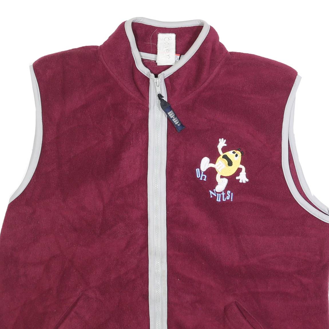 M&M'S Womens Maroon & Grey Patterned Sleeveless Zip Up Jumper XL Oh Nuts