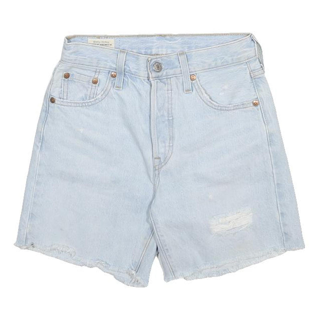 LEVI'S Womens Light Blue Denim Casual Shorts XS W23 Distressed Cut-Offs
