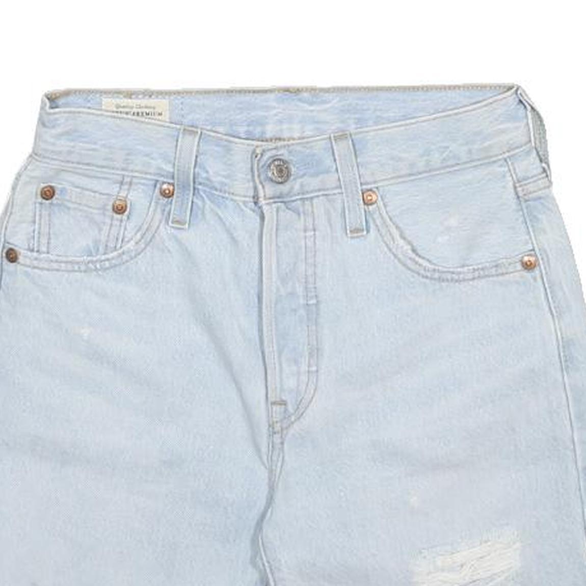 LEVI'S Womens Light Blue Denim Casual Shorts XS W23 Distressed Cut-Offs