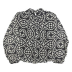 BLUE VANILLA Womens Black & White Printed Blouse Long Sleeve High Neck S