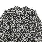 BLUE VANILLA Womens Black & White Printed Blouse Long Sleeve High Neck S