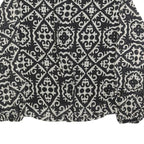 BLUE VANILLA Womens Black & White Printed Blouse Long Sleeve High Neck S