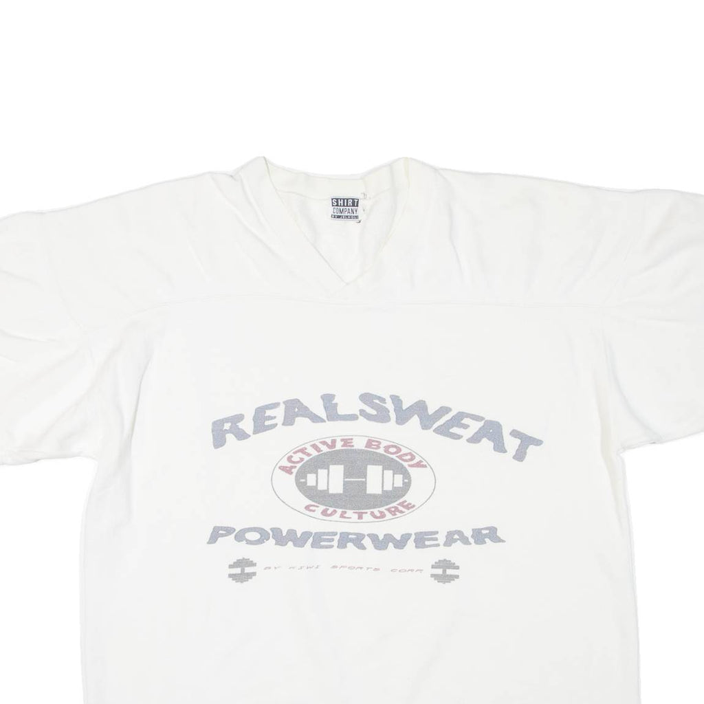 SHIRT COMPANY Powerwear Short Sleeve Mens Sweatshirt White V-Neck S